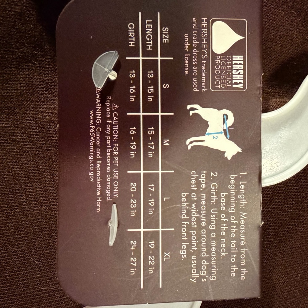 Hershey’s Chocolate Bar Dog Hoodie Costume Brown Silver M | Licensed Pet Apparel - Picture 6 of 8